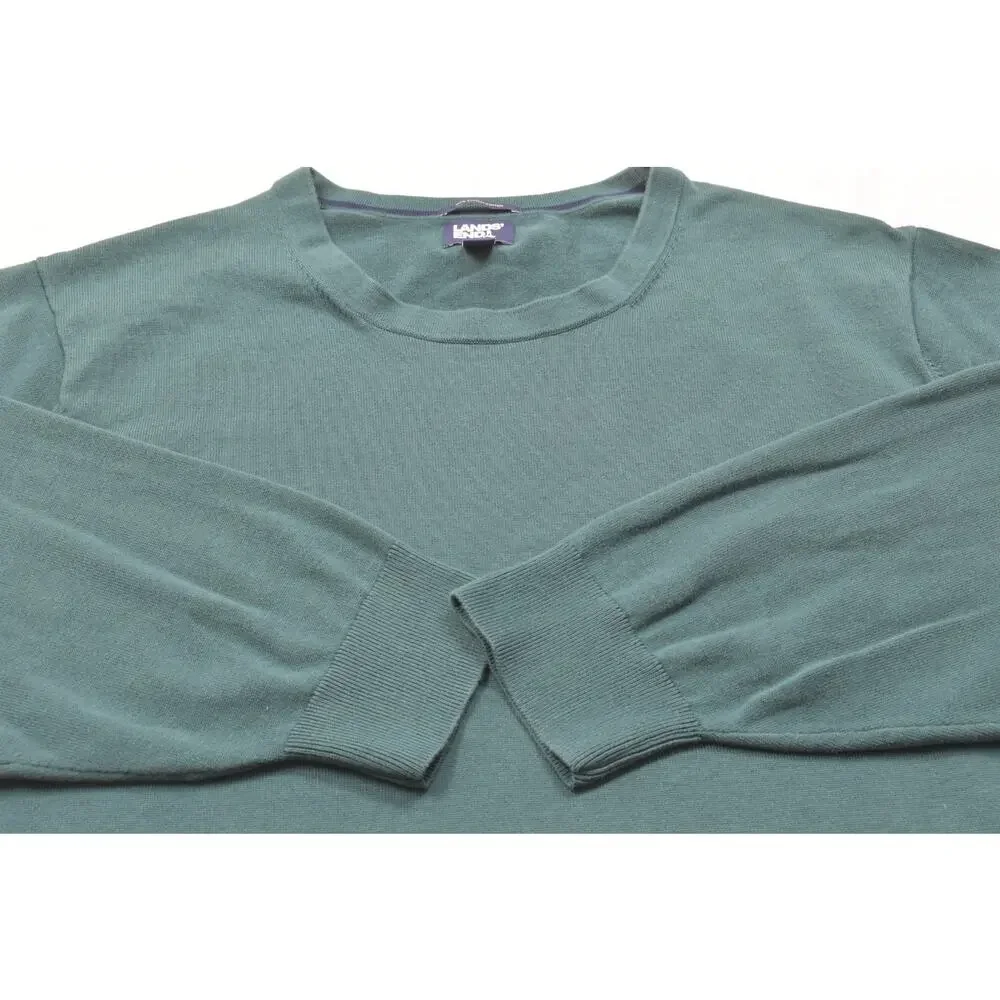 Lands' End Men 4XL/T Dark Green 100% Supima Cotton Crewneck Raglan Sweater Tall